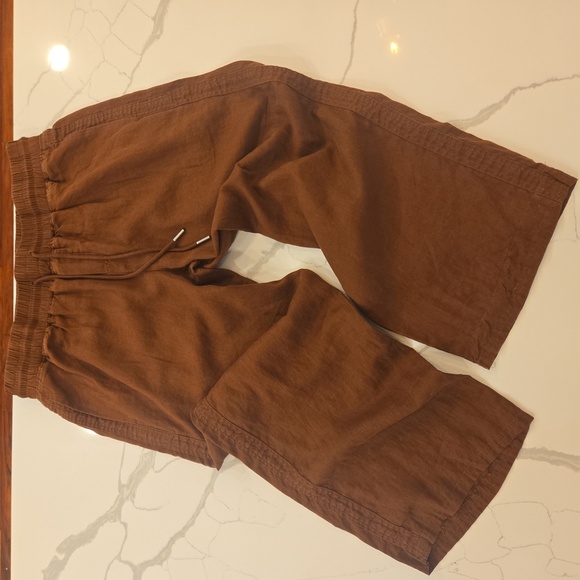Quince 100% Linen Wide Leg Womens Pants Trousers Brown Size XL - Picture 2 of 10